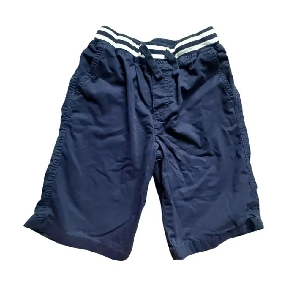 Youth Boys Gymboree Pre Vintage Navy Pull On Drawstring Chino Shorts - Sz 10